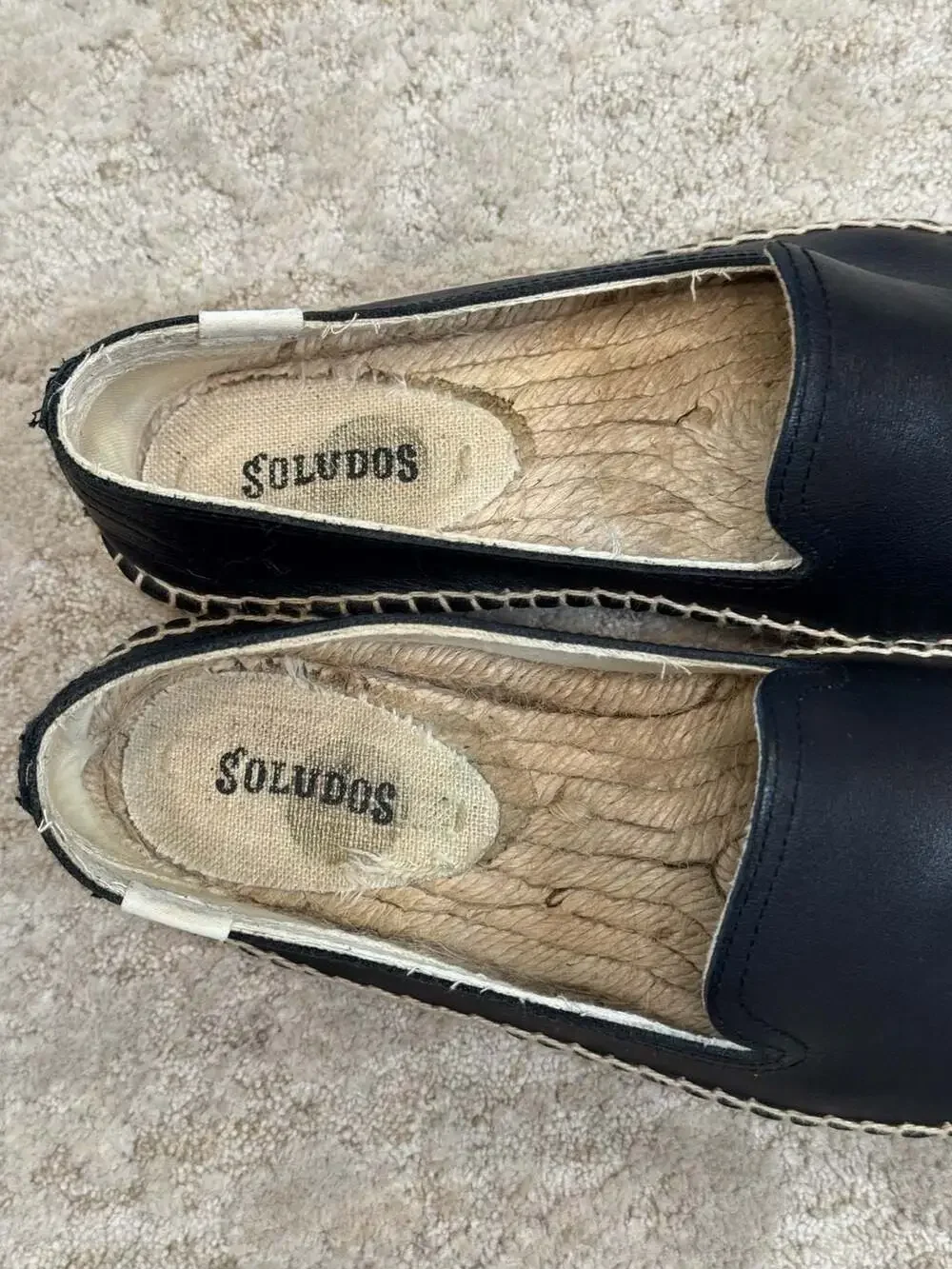 Soludos Women's Leather Smoking Slipper Espadrilles, Black